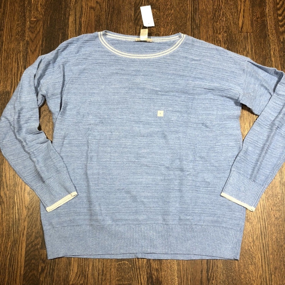 LOFT Outlet Sweater Size L Blue Metallic Trim